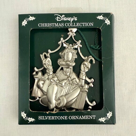 Disney Christmas Goofy Silvertone Ornament Original Box Made In USA Vintage 1989 - Picture 3 of 14
